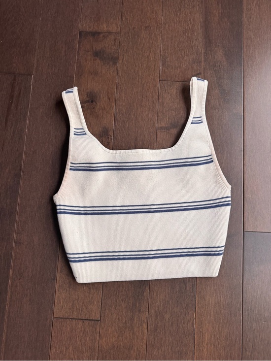Babaton Tops - Babaton Cream Cropped Tank with Navy Stripes